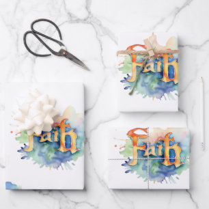  Faith and Grace Watercolor Pattern Wrapping Paper Sheet
