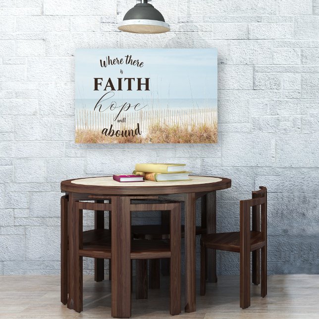 Faith and Hope Quote Beach Inspirational Poster (Poster with inspirational quote and beach scene.)