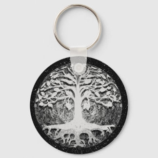 Faith and Hope Tree of Life Black and White Key Ring