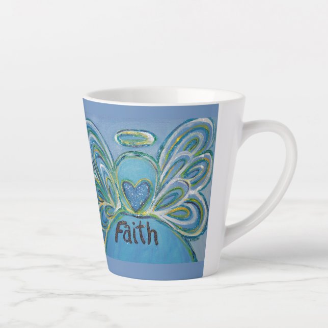 Faith Angel Word Art Custom Latte Mug Cup (Right)