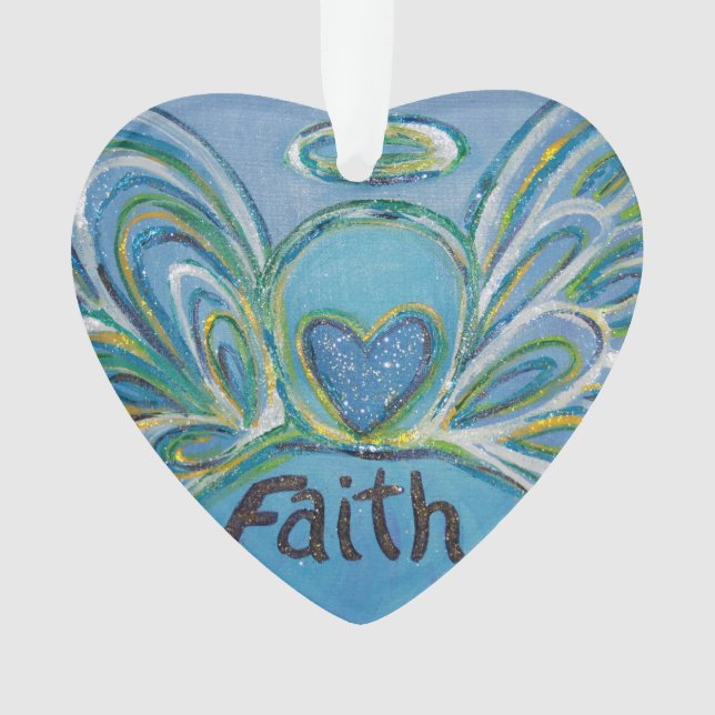 Faith Angel Word Art Gift Holiday Ornament (Front)