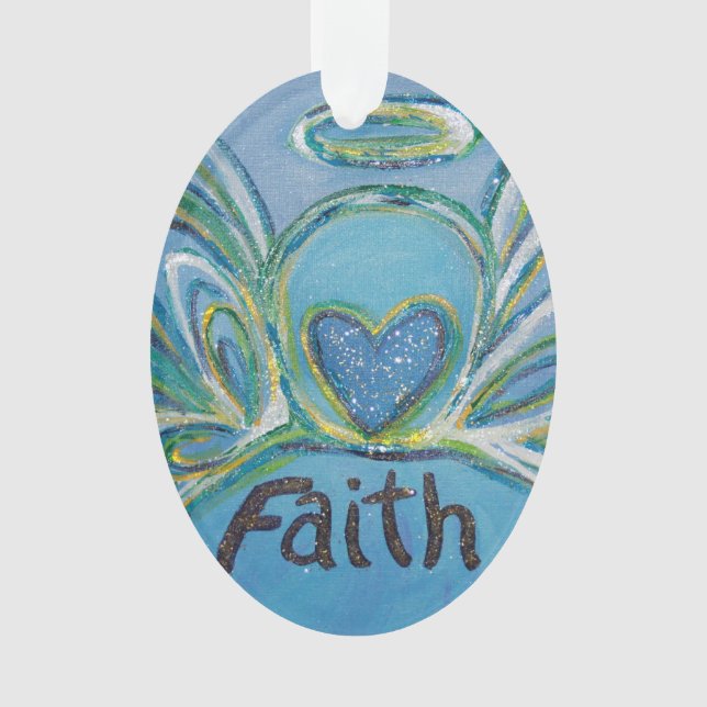 Faith Angel Word Art Gift Holiday Ornament (Front)