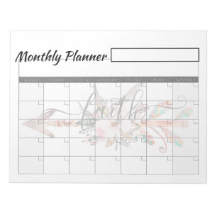 Faith arrow monthly planner sheets notepad