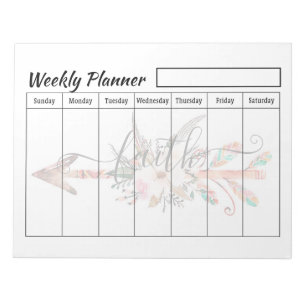 Faith arrow weekly planner sheets notepad
