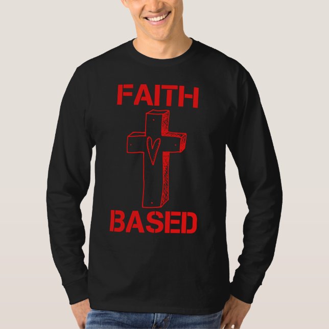 Faith Based Cross And Heart Men's Long Sleeve T-Shirt (Front)
