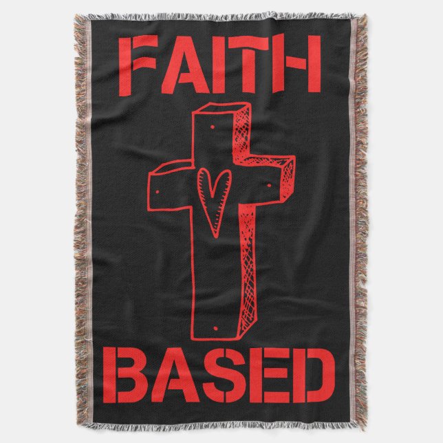 Faith Based Cross And Heart Throw Blanket (Front Vertical)