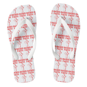Faith Based Cross And Heart White All-Over Jandals