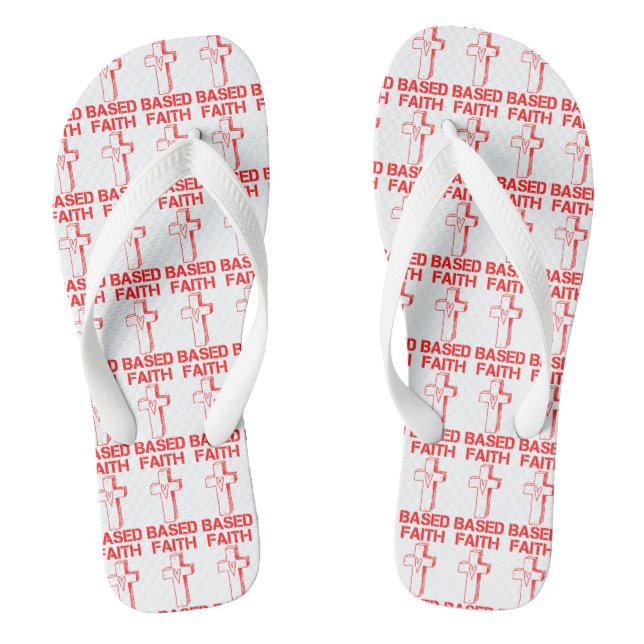 Faith Based Cross And Heart White All-Over Jandals (Footbed)