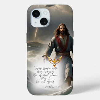 Faith Based Jesus on Water Gold Dove New Testament iPhone 15 Case