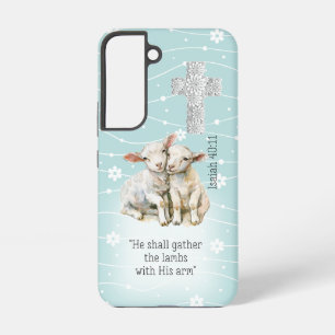 Faith Based Pastel Turquoise Floral Lambs Cross Samsung Galaxy Case