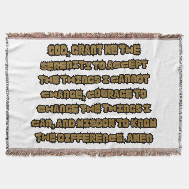 Faith Based Serenity Prayer Quote Throw Blanket (Front)