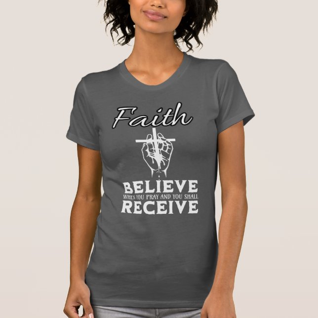 Faith Believe Modern Dark Grey T-Shirt (Front)
