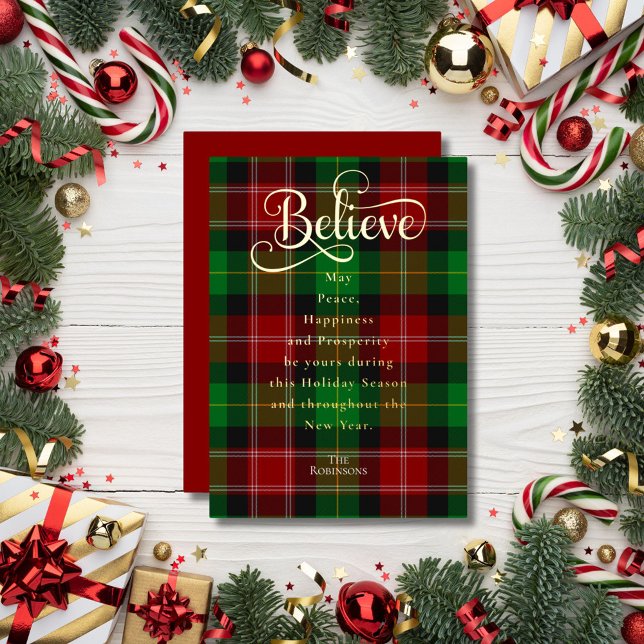 Faith Believe Red Green Christmas Scottish Tartan (Creator Uploaded)