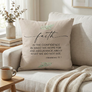 Faith Bible Verse from Hebrews 11:1 Cushion