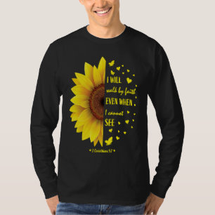 Faith Bible Verse Women Christian Sunflower T-Shirt