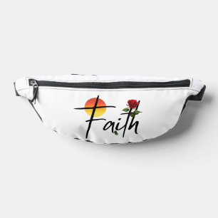 Faith Black Typography With Rose Bum Bags