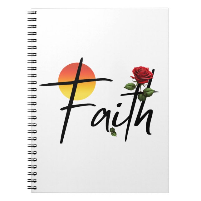 Faith Black Typography With Rose Notebook (Front)