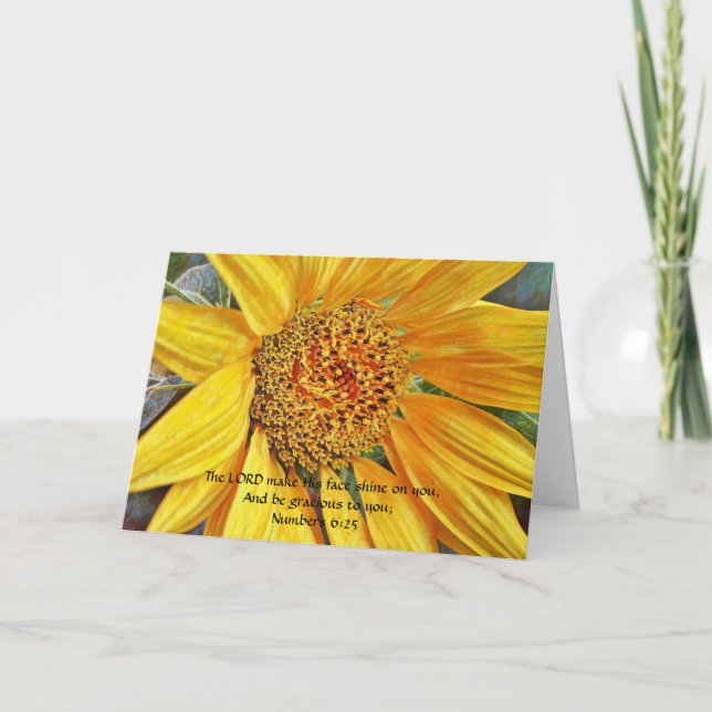 Faith Blessings Sunflower Flower Note Card (Front)