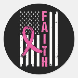 Faith Breast Cancer Awareness Pink Ribbons America Classic Round Sticker