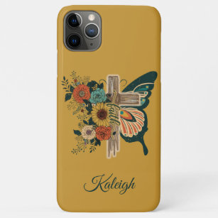 Faith Butterfly Flowers Christian Cross Name  Case-Mate iPhone Case