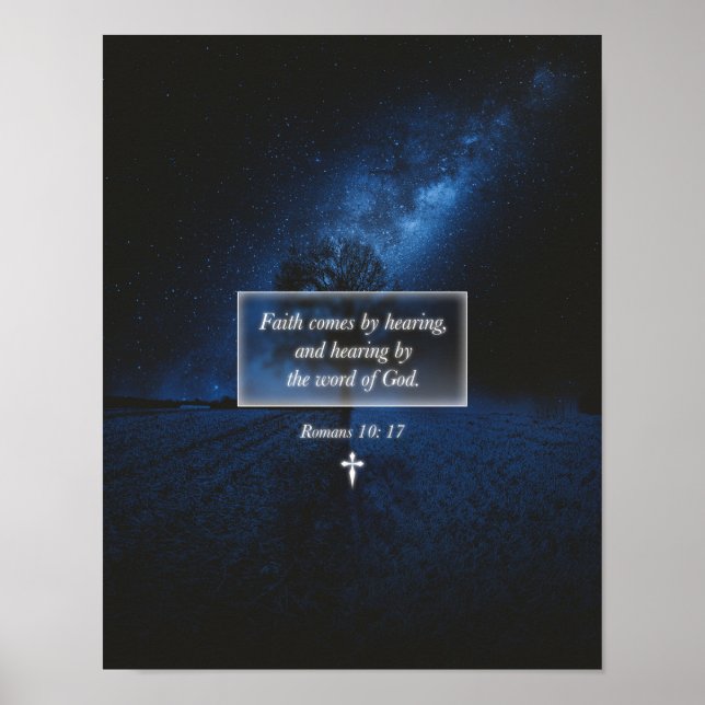 Faith By The Word Of God Christian Faith Night Sky Poster (Front)
