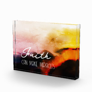 Faith Can Make Miracles Grunge Rose Gold Sunny Photo Block