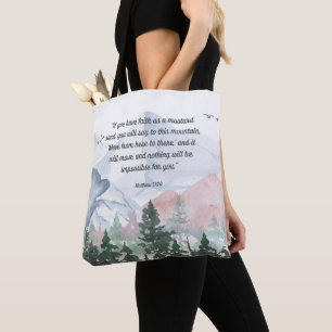 Faith Can Move Mountains Bible Verse Tote Bag