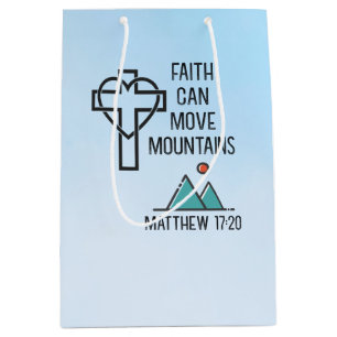 Faith Can Move Mountains Christian Biblical Quote Medium Gift Bag