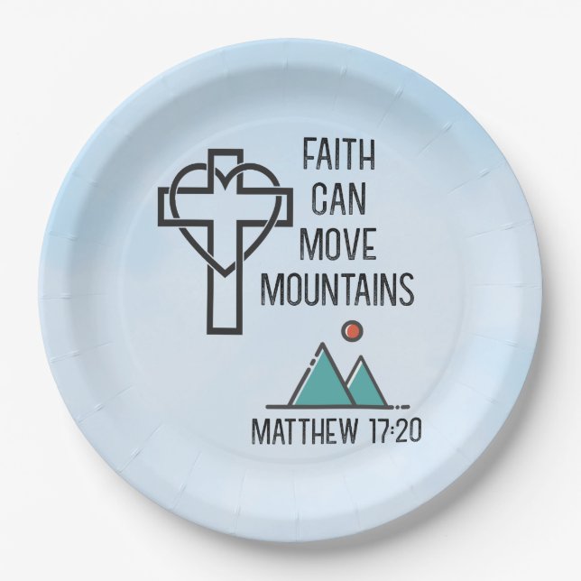Faith Can Move Mountains Christian Biblical Quote Paper Plate (Front)
