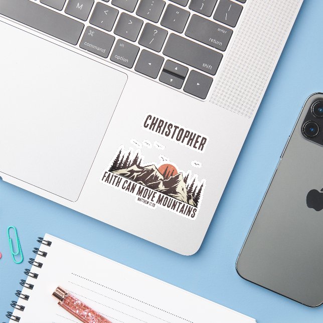 Faith Can Move Mountains Christian Gift Camping (Laptop w/ iPhone)