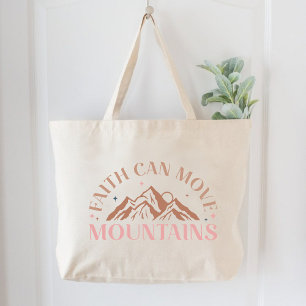 Faith Can Move Mountains Christian Women Faith  Large Tote Bag
