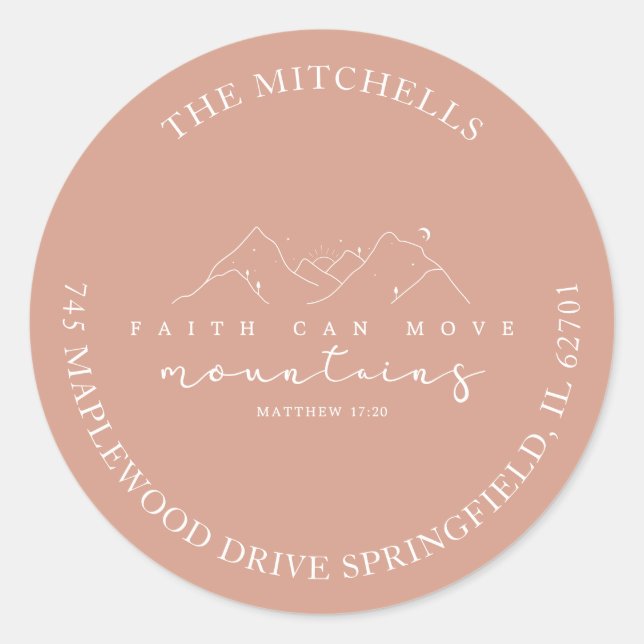 Faith Can Move Mountains Custom Address Sticker (Front)