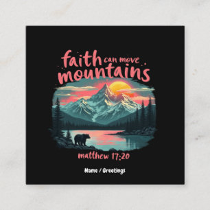 Faith Can Move Mountains Matthew 17:20 Bible Verse Square Business Card