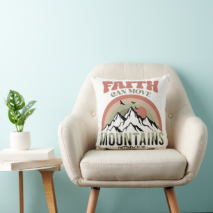 Faith Can Move Mountains Retro Cushion