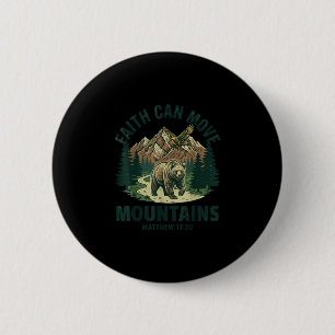Faith can move mountains retro sunset bible verse 6 cm round badge