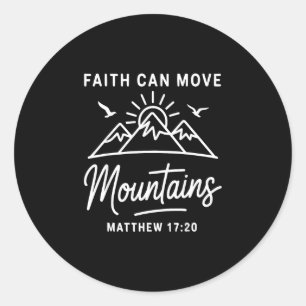 Faith can move mountains retro sunset bible verse classic round sticker