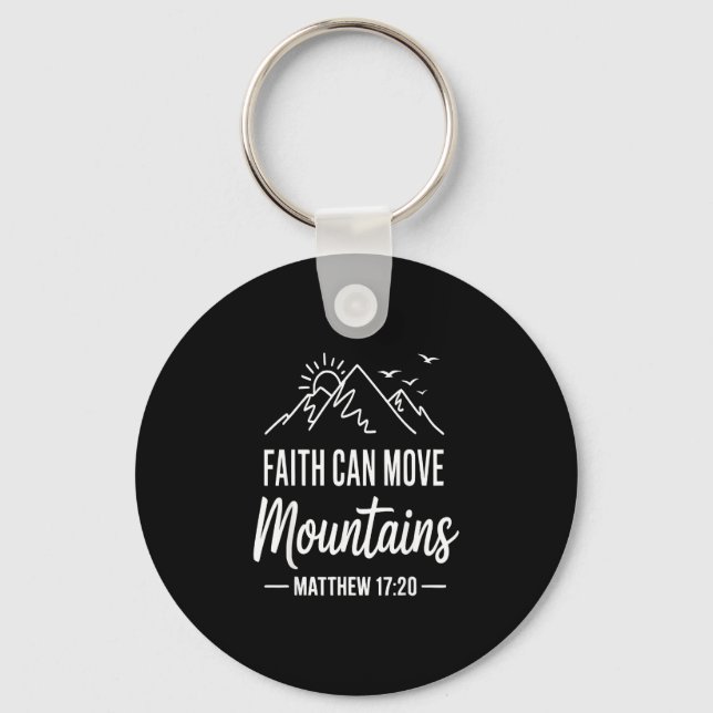 Faith can move mountains retro sunset bible verse key ring (Front)