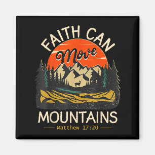 Faith Can Move Mountains Retro Sunset Bible Verse Magnet