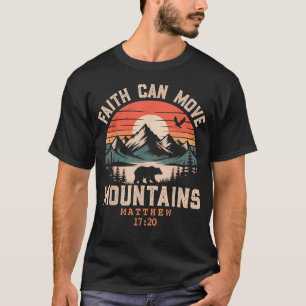 Faith Can Move Mountains Retro Sunset Bible Verse T-Shirt