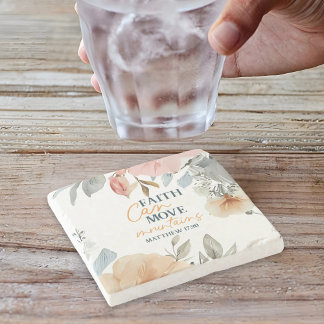Faith Can Move Mountains Stone Coaster