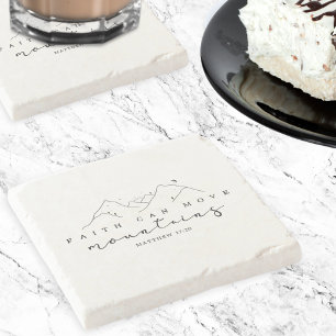 Faith Can Move Mountains Stone Coaster