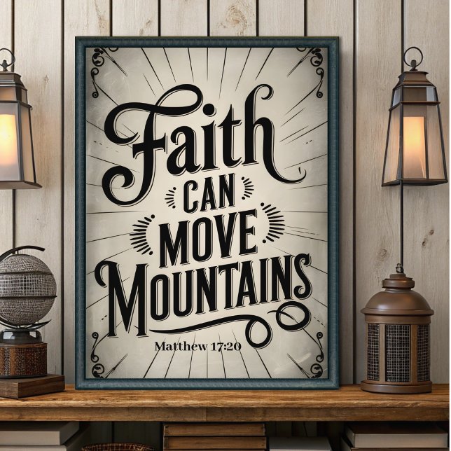 Faith Can Move Mountains Vintage Christian Art Poster (Creator Uploaded)