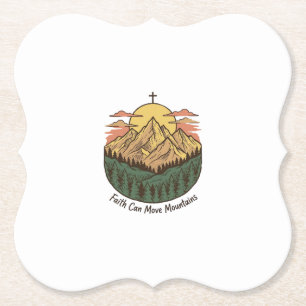 Faith Can Move Mountains Vintage Mountain Shirt (3 Paper Coaster
