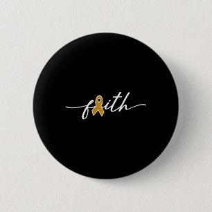 Faith Childhood Cancer Awareness Gold Ribbon Fight 6 Cm Round Badge