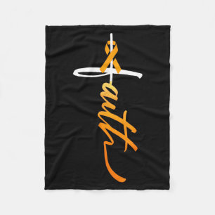 Faith Christian Cross Orange Ribbon Ms Awareness Fleece Blanket