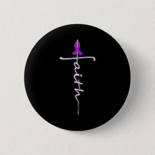 Faith Christian Cross Purple Ribbon Warrior Heimer 6 Cm Round Badge