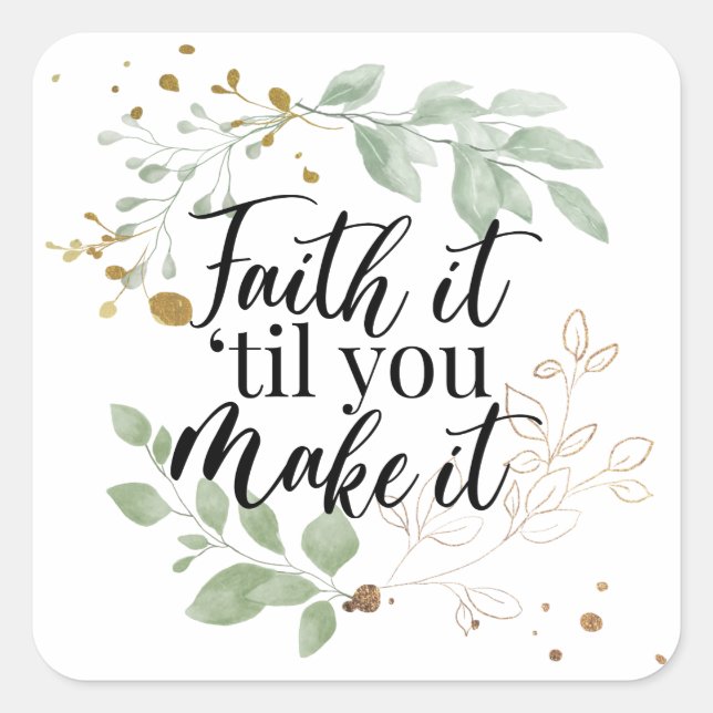 Faith Christian Scripture Eucalyptus Greenery Square Sticker (Front)