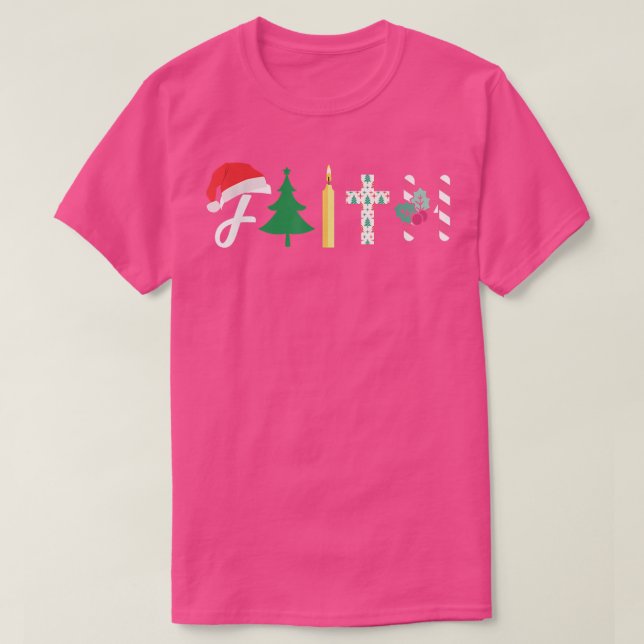 Faith Christmas Tree Christian Cross Xmas Candy Ca T-Shirt (Design Front)