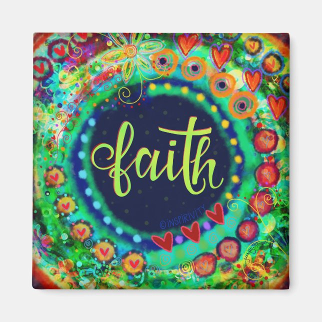 Faith Colourful Whimsical Trendy Inspirational Magnet (Front)