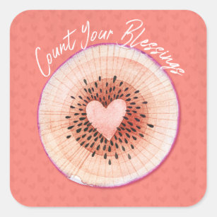 Faith Count Your Blessings Watercolor Heart Square Sticker